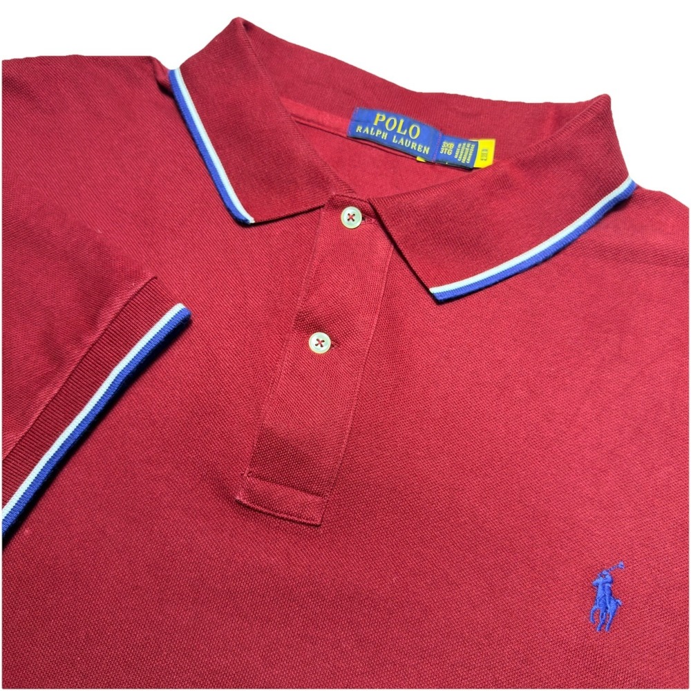 Polo Ralph Lauren Polo 3XB Burgundy Short Sleeve Jersey Blue Logo Men Golf Shirt